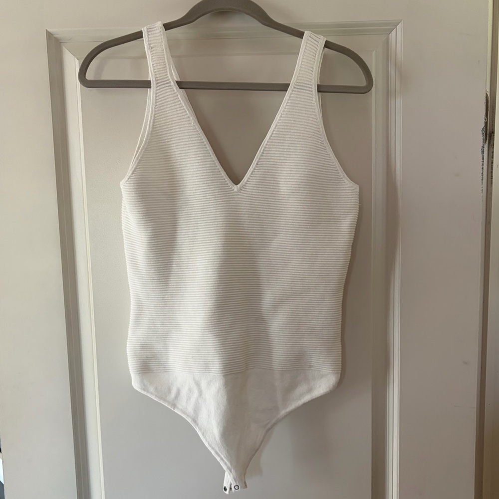 Abercrombie & Fitch Cream ribbed bodysuit